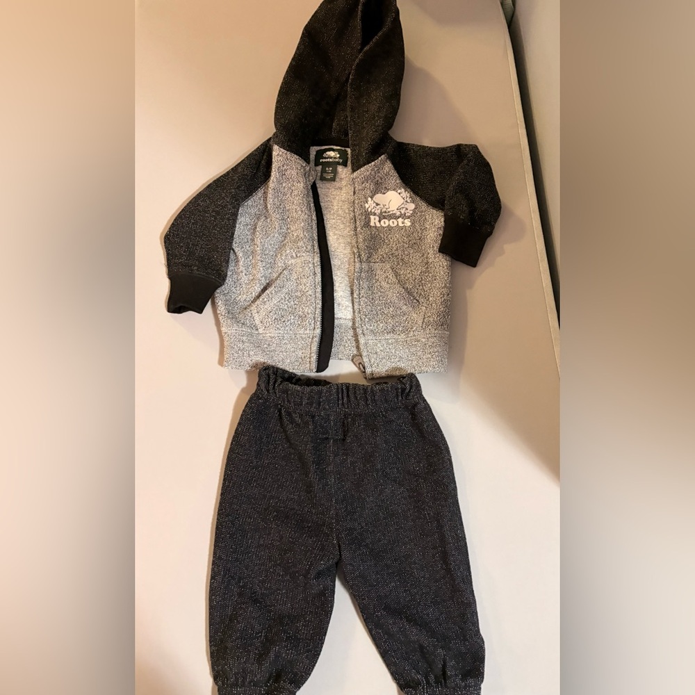 Roots Kids Charcoal and Heather Gray Jogger Set